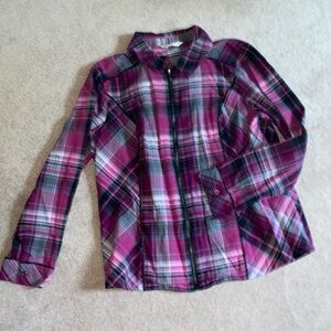 Christopher and Banks lightweight zipper jacket plaid size large